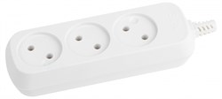 Колодка для удлинителя Эра КХ-3, трехместная, 10А, 220-230В, IP20, 2200Вт, без заземления, белая 60265 - фото 110576