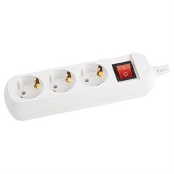 Колодка для удлинителя Эра КХ-3еs, трехместная, 16A, 220-230В, IP20, 3500Вт, с заземлением, с выключателем, белая 60957 - фото 110584