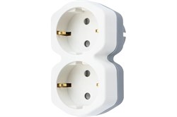 Разветвитель/тройник REXANT 11-1087, двухместный, с заземлением, плоский, с защитными шторками, белый 78972