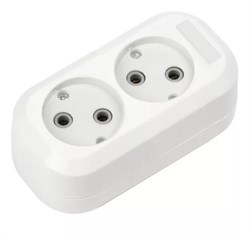 Колодка для удлинителя Smartbuy SBE-10-2-00-N, двухместная, 10А, 250В, IP20, без заземления, АБС-пластик, белая 54411 - фото 110930