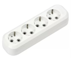 Колодка для удлинителя Smartbuy SBE-16-4-00-Z, четырехместная, 16А, 250В, IP20, с заземлением, АБС-пластик, белая 54413 - фото 110936