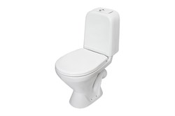 Унитаз-компакт SANITA Самарский Эконом, косой выпуск, однорежимная арматура, нижняя подводка, крышка полипропилен, белый 71728