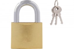Замок навесной BASARA BS-40 GP, 38мм, золото, сталь, цилиндровый 89144