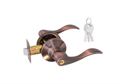 Ручка-защелка НОРА-М  ISPARUS ЗВ1-01, с фиксатором, с ключом, старая медь 84084