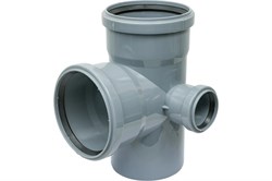 Крестовина двухплоскостная для внутренней канализации, 110/110/50, 87 градусов, правая, полипропиленовая, серая 4933