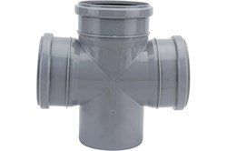 Крестовина одноплоскостная для внутренней канализации, 110/110/110, 87 градусов, полипропиленовая, серая 4930