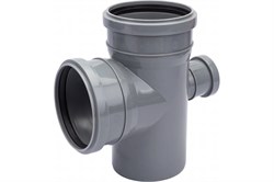 Крестовина одноплоскостная для внутренней канализации, 110/110/50, 87 градусов, полипропиленовая, серая 12757