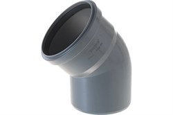 Отвод для внутренней канализации, 110мм, 45 градусов, полипропиленовый, серый 197