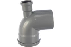 Отвод для внутренней канализации, 110мм, 90 градусов, с тыльным патрубком, полипропиленовый, серый 19087