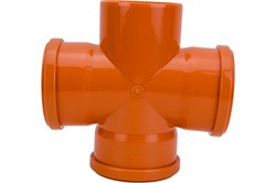 Крестовина одноплоскостная  для наружной канализации, 110/110/110, 87 градусов, полипропиленовая, оранжевая 48858