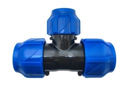 Тройник компрессионный Valfex 20x20x20мм, для ПНД (ПЭ) труб, полиэтиленовый 12383