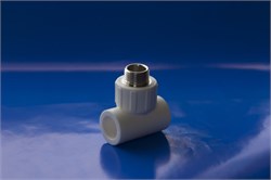 Тройник комбинированный PPRC 20x1/2" НР, Политэк, полипропиленовый, белый 2414