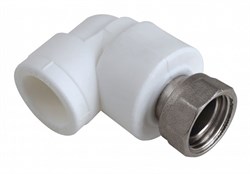 Угольник комбинированный PPRC 25x1" ВР с накидной гайкой, 90 градусов, полипропиленовый, белый 65381