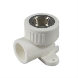 Угольник комбинированный PPRC 25x1/2" ВР, 90 градусов, с креплением, полипропиленовый, белый 29630