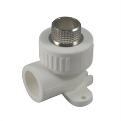 Угольник комбинированный PPRC 25x3/4" НР, 90 градусов, с креплением, полипропиленовый, белый 21938