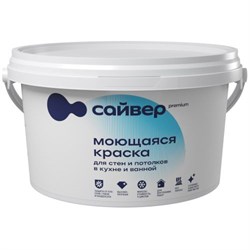 Краска акриловая Сайвер, моющаяся, 3кг/2.1л, белоснежная, матовая 91294