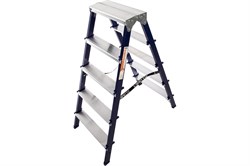 Лестница-стремянка АЛЮМЕТ MD8205, 5 ступеней,  высота 1.14м, двухсторонняя, стальная 85218