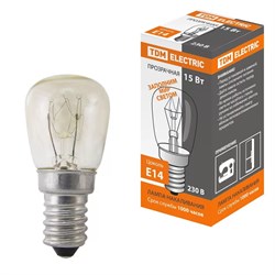 Лампа накаливания для холодильников TDM ПШ -230-15 ЛОН, 15Вт, Е14 90651