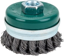 Щётка для УШМ ВОЛАТ, 65мм, "чашка", усиленная, крученая металлическая проволока 0.5мм 83792