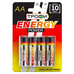 Элемент питания (батарейка) ТРОФИ Energy Power Alkaline LR06-4BL, мизинчиковый, щелочной, 1.5В,4шт. в блистере 88980