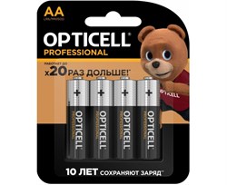 Элемент питания (батарейка) OPTICELL LR6/316 BL4, пальчиковый, щелочной, 1.5В, 4 шт. в блистере 87236
