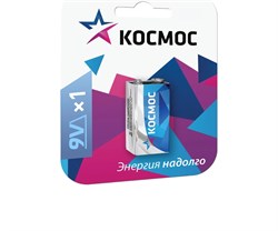 Элемент питания (крона) КОСМОС 6LR61, щелочной, 9В, 1шт. в блистере 88634