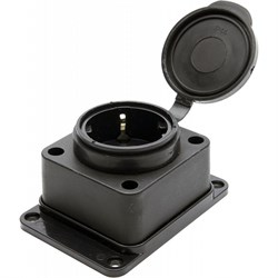 Розетка кабельная штепсельная STEKKER RST16-31-44 Одри, одноместная, прямая, с заземлением, с защитной крышкой, черная 87139