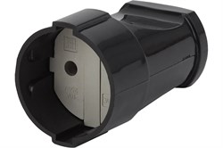 Розетка кабельная штепсельная ЭРА Rх1B, одноместная, прямая, без заземления, черная 89034