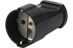 Розетка кабельная штепсельная ЭРА Rх2В, одноместная, прямая, с заземлением, черная 87227