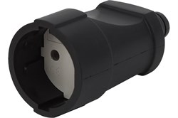 Розетка кабельная штепсельная ЭРА Rх3B, одноместная, прямая, без заземления, черная 87229