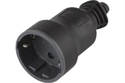 Розетка кабельная штепсельная ЭРА Rх4В, одноместная, прямая, с заземлением, черная 87230