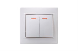 Выключатель IEK EVK20-К01-10-DM Кварта, двухклавишный, встраиваемый, с подсветкой, белый 78958