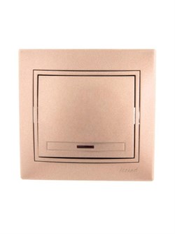 Выключатель LEZARD 701-3131-111 Мира, одноклавишный, встраиваемый, с подсветкой, светло-коричневый перламутр 71564