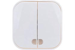 Выключатель IONICH 1414, двухклавишный, накладной, с подсветкой, белый 67617