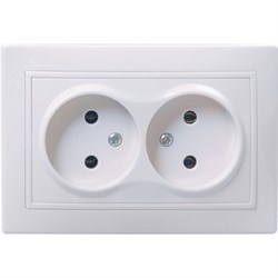 Розетка IEK ERК01-K01-10-DМ Кварта, двухместная, встраиваемая, без заземления, белая 78981