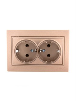 Розетка LEZARD 701-3131-127 Мира, двухместная, встраиваемая, с заземлением, светло-коричневый перламутр 71537
