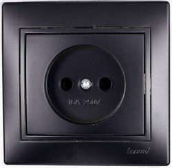 Розетка LEZARD 701-4242-121 Мира, одноместная, встраиваемая, без заземления, черный бархат 71540