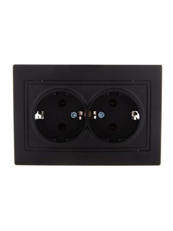 Розетка LEZARD 701-4242-127 Мира, двухместная, встраиваемая, с заземлением, черный бархат 71535