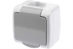 Розетка INTRO Atlantic 5-201-03, одноместная, накладная, с заземлением, с защитной крышкой, серая 82002