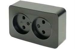 Розетка STEKKER MST10-12-05 София, двухместная, накладная, без заземления, черный матовый 86910