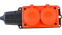 Колодка для удлинителя NE-AD 4112, двухместная, 16A, 220-240В, IP54, 3500Вт, с заземлением, с заглушкой, каучук, оранжевый 90700