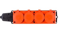 Колодка для удлинителя NE-AD 4114, четырехместная, 16A, 220-240В, IP54, 3500Вт, с заземлением, с заглушкой, каучук, оранжевый 89851