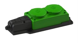 Колодка для удлинителя NE-AD 4132, двухместная, 16A, 220-240В, IP54, 3500Вт, с заземлением, с заглушкой, каучук, зеленый 89845
