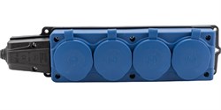 Колодка для удлинителя NE-AD 4144, четырехместная, 16A, 220-240В, IP54, 3500Вт, с заземлением, с заглушкой, каучук, синий 90705