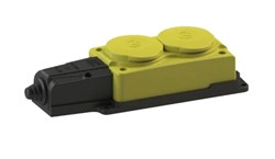 Колодка для удлинителя NE-AD 4152, двухместная, 16A, 220-240В, IP54, 3500Вт, с заземлением, с заглушкой, каучук, желтый 89844