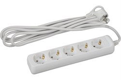 Удлинитель ЭРА U-5e-3m Россия, 5х3м, ПВС 3х1мм2, 16А, 3500Вт, с заземлением, белый 74761