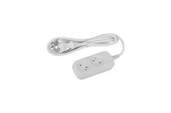 Удлинитель ЭРА UDL10215 Greenline, 2х1.5м, ПВС 2х0.75мм2, 10А, 2200Вт, без заземления, белый 88399