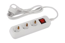 Удлинитель ЭРА UDL10315ES Greenline, 3х1.5м, ПВС 3х0.75мм2, 10А, 2200Вт, с заземлением, с выключателем, белый 87385