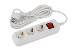 Удлинитель ЭРА UDL10350ES Greenline, 3х5м, ПВС 3х0.75мм2, 10А, 2200Вт, с заземлением, с выключателем, белый 88504