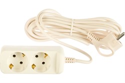 Удлинитель ЭРА UX-2e-5m, 2х5м, ПВС 3х0.75мм2, 10А, 2200Вт, с заземлением, белый 87386